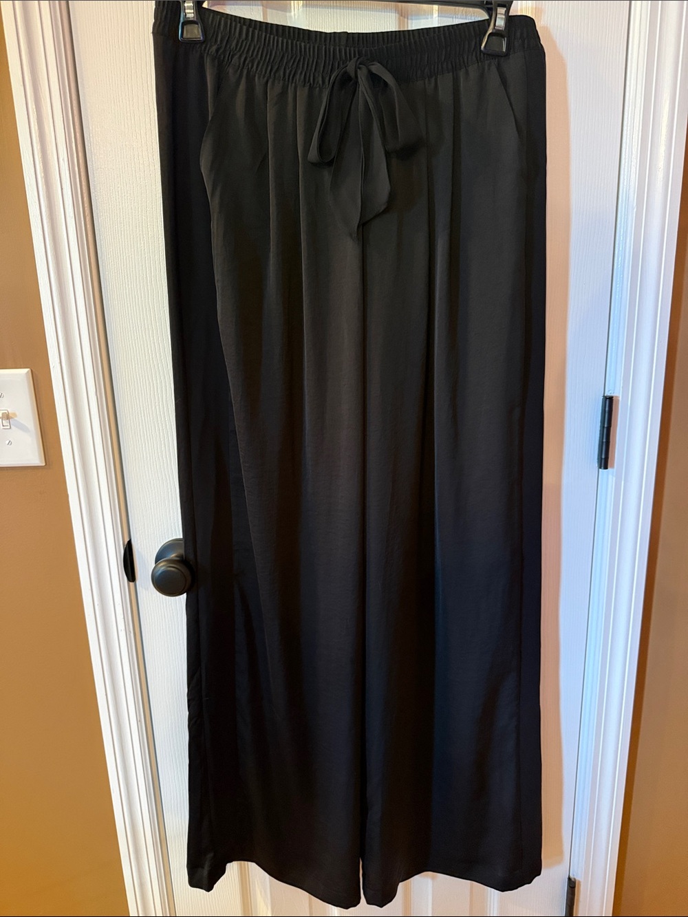 Halston Heritage Black Wideleg Drawstring Pants